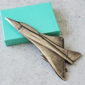 Vintage huge Jet fighter brooch, rare Air force man jewelry, Military Pilot Gift